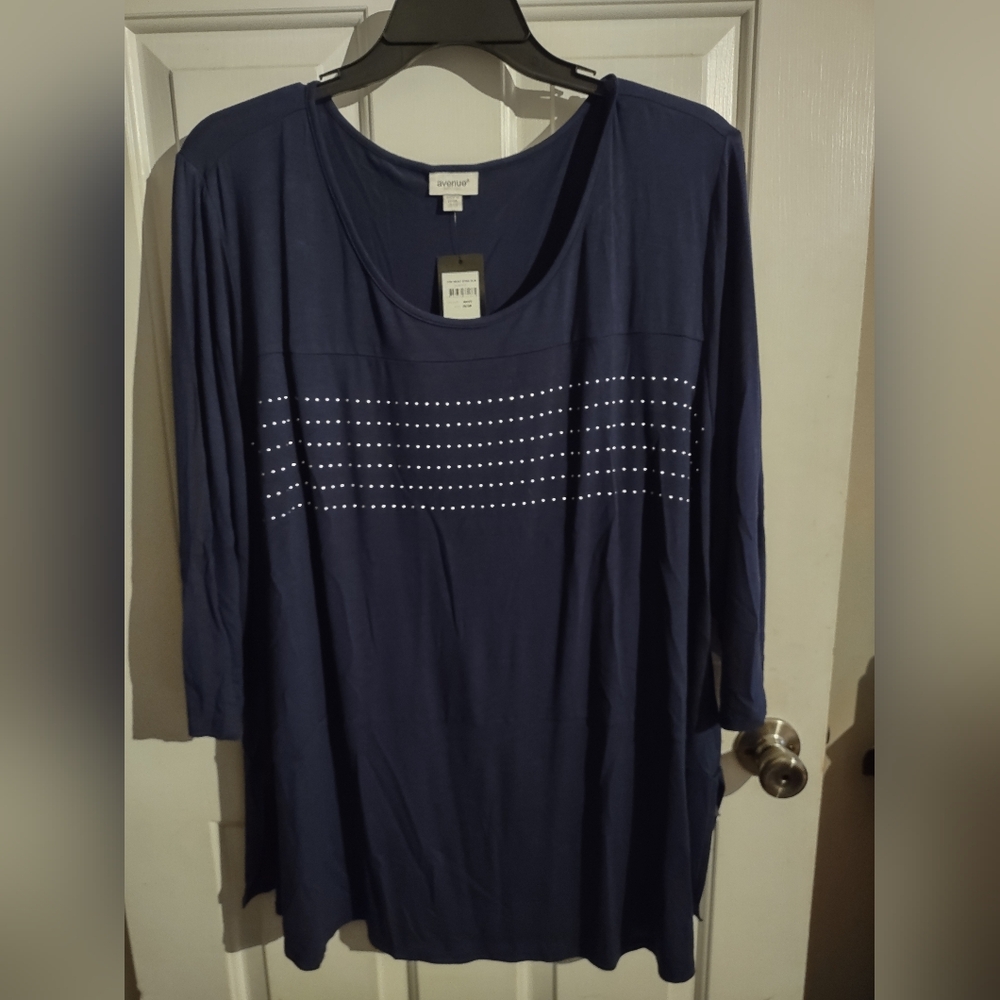 Avenue Navy Tunic with White Dotted Design